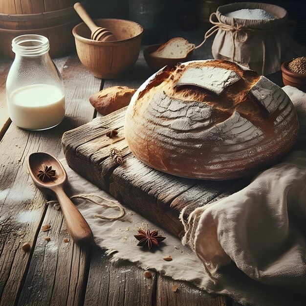 Rustic kitchen with bread