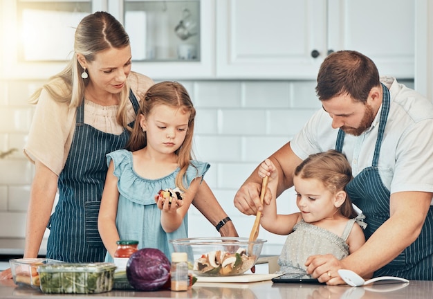 Happy family cooking
